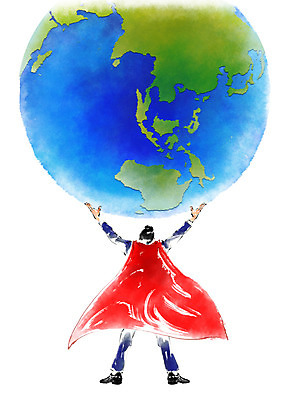 전신 PSD 남자 지구 일러스트 캘리그라피 붓터치 한명 들기 성인 망토 슈퍼맨 국내일러스트 1 모션 사람 영웅 파일형식