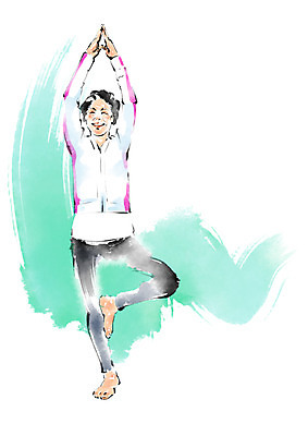 전신 PSD 여자 노년 일러스트 캘리그라피 요가 붓터치 건강 한명 서기 웃음 운동 스트레칭 국내일러스트 1 웰빙 모션 표정 사람 성인 파일형식