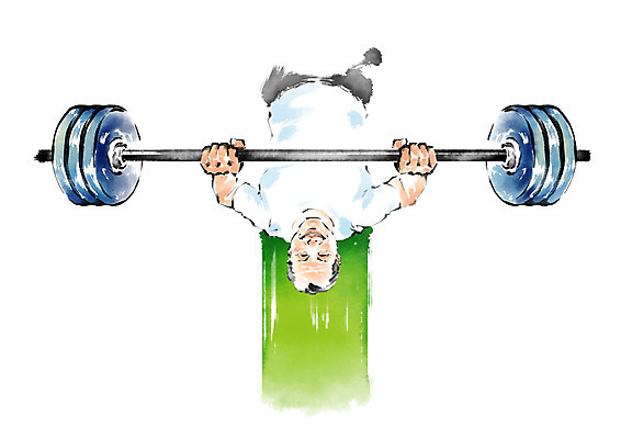 PSD 노년 남자 일러스트 캘리그라피 붓터치 건강 한명 들기 상반신 운동 역기 국내일러스트 1 모션 사람 성인 파일형식