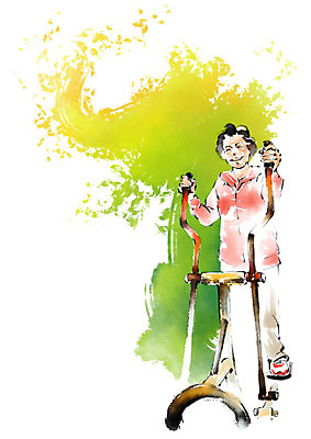 전신 PSD 여자 노년 일러스트 캘리그라피 붓터치 건강 한명 서기 운동 운동기구 스탭퍼 국내일러스트 1 모션 사람 성인 헬스 파일형식