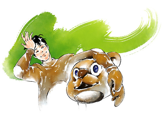 PSD 남자 일러스트 캘리그라피 붓터치 한명 상반신 성인 직원 아르바이트 곰돌이의상 인형탈 최저임금 비정규직 국내일러스트 1 옷 비즈니스 사람 경제 탈 파일형식