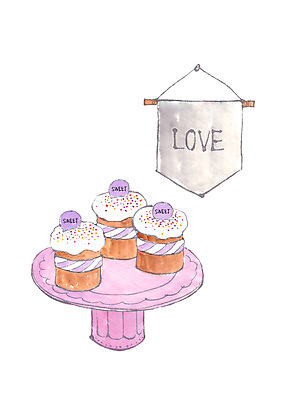 PSD 일러스트 디저트 사랑 사람없음 보라색 달콤 컵케이크 국내일러스트 감정 음식 컬러 케이크 맛 파일형식