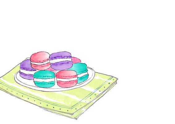 PSD 접시 일러스트 디저트 사람없음 컬러풀 천 마카롱 국내일러스트 식기 음식 컬러 직물 파일형식