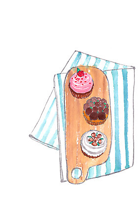 PSD 접시 일러스트 딸기 디저트 도마 사람없음 견과류 컵케이크 천 국내일러스트 식기 음식 과일 주방용품 케이크 직물 파일형식