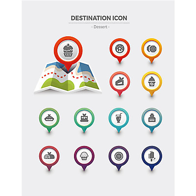 아이콘 지도 아이스크림 디저트 사람없음 세트 행선지 도넛 오렌지주스 컵케이크 플랫아이콘 위치 머핀 롤케이크 크림비스켓 2D아이콘 AI파일 음식 빵 쿠키 케이크 과일주스 파일형식 벡터