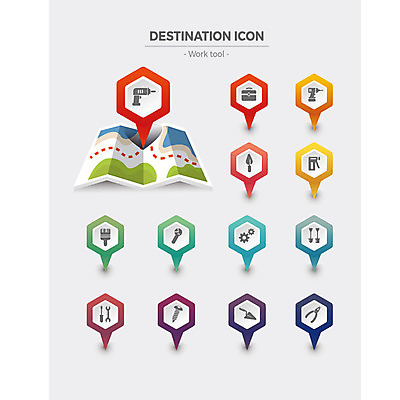 아이콘 지도 사람없음 세트 행선지 공구 나사 드라이버 삽 드릴 플랫아이콘 페인트붓 위치 펜치 2D아이콘 AI파일 도구 붓 파일형식 벡터