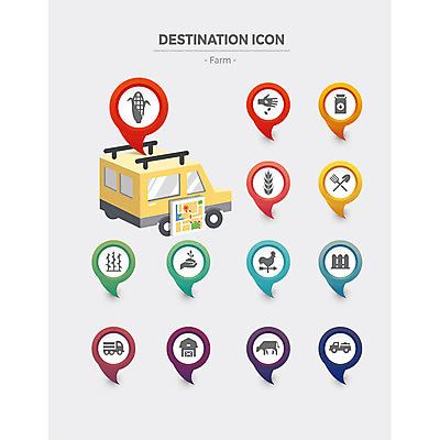 아이콘 지도 자동차 옥수수 씨앗 사람없음 울타리 세트 농장 행선지 트럭 소 농기구 밀 플랫아이콘 풍향계 2D아이콘 AI파일 식물 육상교통 농업 포유류 곡류 담장 기계 파일형식 벡터