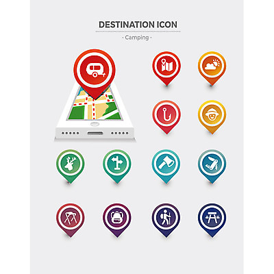아이콘 화살표 지도 배낭 사람없음 스마트폰 세트 태양 행선지 등산 캠핑 플랫아이콘 위치 도끼 캠핑카 맥가이버칼 순록 2D아이콘 AI파일 자연요소 가방 자동차 레저 핸드폰 스마트기기 트래킹 칼 파일형식 벡터