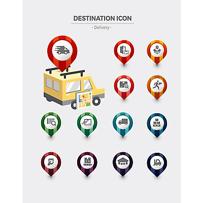 아이콘 지도 자동차 사람없음 세트 행선지 트럭 배송 플랫아이콘 바코드 지게차 주소 배달용 신속배달 2D아이콘 AI파일 육상교통 중장비 파일형식 벡터