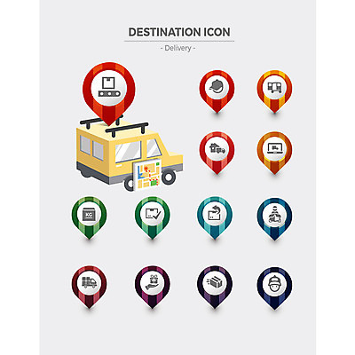 아이콘 지도 자동차 선물 사람없음 세트 상자 행선지 트럭 택배기사 배송 플랫아이콘 택배 주소 2D아이콘 AI파일 육상교통 운송업 배달원 파일형식 벡터