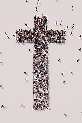 PSD 편집이미지 기독교 종교 상징 십자가 함께함 사람 여러명 3D 군중 디지털합성 디지털아트 편집3D 다수 컨셉 파일형식