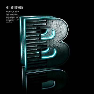 PSD 편집이미지 문자 알파벳 영어 타이포그라피 사람없음 반사 3D소스 3D B 입체 디지털합성 네온 편집3D 파일형식