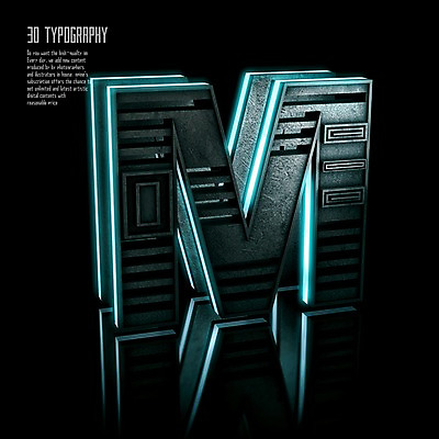 PSD 편집이미지 문자 알파벳 영어 타이포그라피 사람없음 반사 3D소스 3D 입체 디지털합성 네온 M 편집3D 파일형식