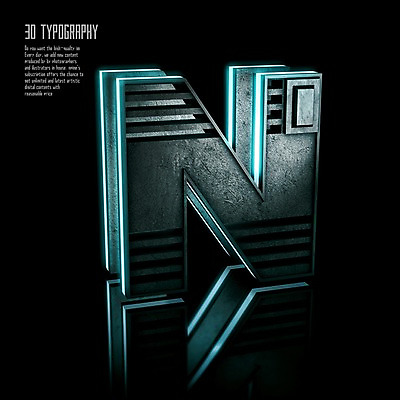 PSD 편집이미지 문자 알파벳 영어 타이포그라피 사람없음 반사 3D소스 3D N 입체 디지털합성 네온 편집3D 파일형식