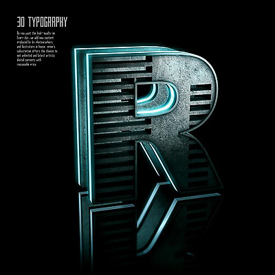 PSD 편집이미지 문자 알파벳 영어 타이포그라피 사람없음 반사 3D소스 3D 입체 디지털합성 네온 R 편집3D 파일형식