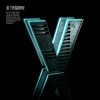 PSD 편집이미지 문자 알파벳 영어 타이포그라피 사람없음 반사 3D소스 3D 입체 디지털합성 V 네온 편집3D 파일형식