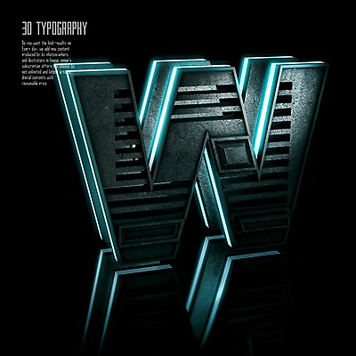 PSD 편집이미지 문자 알파벳 영어 타이포그라피 사람없음 반사 3D소스 3D 입체 디지털합성 네온 W 편집3D 파일형식