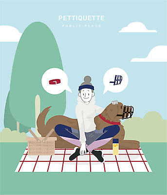 전신 한마리 공원 여자 일러스트 한명 성인 소풍 바구니 강아지 돗자리 목줄 반려 입마개 펫티켓 국내일러스트 AI파일 1 공공시설 사람 반려동물 야외활동 예절 개 파일형식 벡터 반려용품