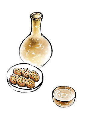 PSD 음식 일러스트 캘리그라피 붓터치 사람없음 사발 전 부침개 막걸리 밥그릇 국내일러스트 그릇 한식 주류 사기그릇 파일형식