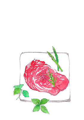 PSD 접시 음식 채소 일러스트 육류 사람없음 소고기 아스파라거스 어린잎 음식데코레이션 국내일러스트 식기 잎 식재료 파일형식