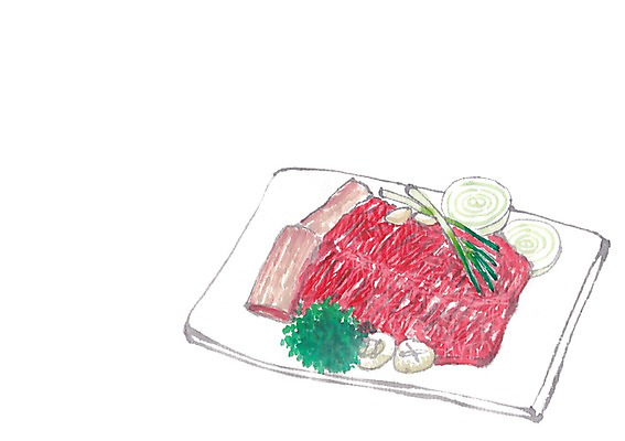 PSD 접시 음식 일러스트 양파 육류 사람없음 갈비 양송이 파 음식데코레이션 국내일러스트 식기 채소 식재료 버섯 파일형식