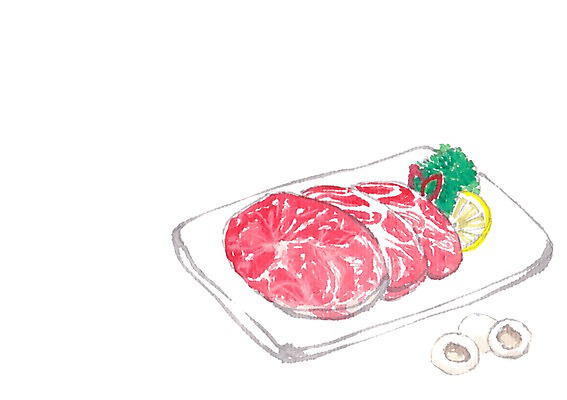 PSD 음식 일러스트 도마 파슬리 육류 사람없음 레몬 양송이 나무접시 음식데코레이션 국내일러스트 접시 채소 과일 식재료 주방용품 버섯 파일형식