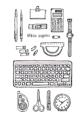 PSD 시계 일러스트 가위 자 사람없음 펜 만년필 사무용품 계산기 키보드 메모지 USB 오브젝트 포스트잇 클립 샤프심 수정액 국내일러스트 문구용품 필기구 장비 파일형식