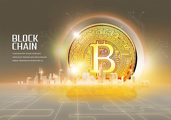 PSD 편집이미지 돈 빌딩 사람없음 금융 빛 동전 도시 회로판 가상화폐 블록체인 이미지편집 건물 경제 재산 파일형식 4차산업