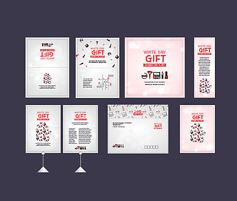템플릿 배너템플릿 화이트데이 선물 이벤트 사람없음 세트 여러개 화장품 립스틱 현수막 붓 전단 매니큐어 엽서 초대장 약도 아이섀도 파우더팩트 소봉투 행사세트 행사템플릿 AI파일 배너 다수 지도 데이이벤트 편지봉투 카드_감사 뷰티 편지 홍보물 파일형식 벡터