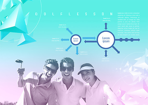 PSD 서양인 외국인 템플릿 표지디자인 북디자인 출판디자인 여자 남자 화살표 내지 리플렛 골프 북커버 어깨동무 미소 팜플렛 상반신 20대 성인 세명 골프채 한국인 성인만 이미지템플릿 포즈 골프용품 표정 사람 동양인 인종 청년 구기 파일형식