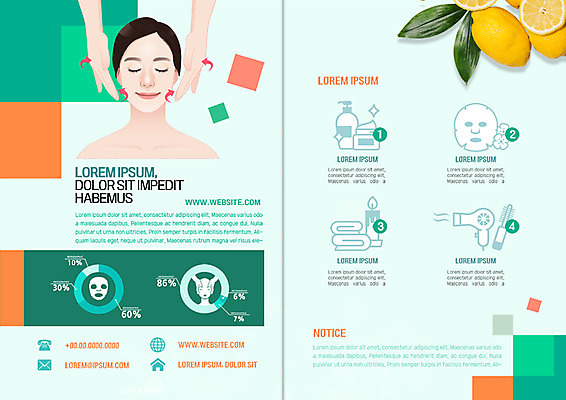 PSD 템플릿 표지디자인 북디자인 출판디자인 여자 내지 리플렛 북커버 초 그래프 봉투 주택 마스크 팜플렛 상반신 성인 두명 수건 여러개 화장품 마사지 머리빗 드라이어 레몬 피부관리 마사지크림 이미지템플릿 다수 과일 사람 건물 위생용품 뷰티 미용용품 파일형식