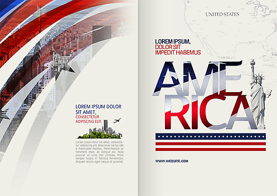 PSD 템플릿 표지디자인 북디자인 출판디자인 표지 별 리플렛 북커버 팜플렛 사람없음 미국 성조기 뉴욕 자유의여신상 대도시 미국지도 이미지템플릿 자연요소 지도 북아메리카 세계문화유산 도시 국기 파일형식