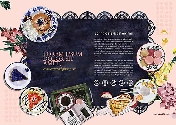 PSD 템플릿 접시 표지디자인 북디자인 출판디자인 꽃 내지 커피 리플렛 포크 북커버 팜플렛 사람없음 식탁보 나이프 조각케이크 와플 마카롱 이미지템플릿 식물 식기 음료 디저트 케이크 칼 파일형식