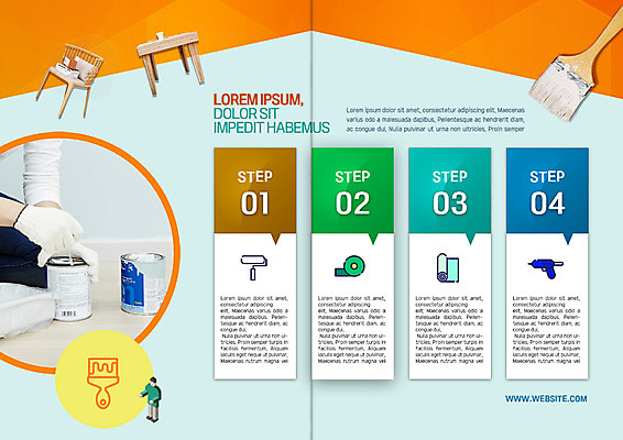 전신 PSD 템플릿 표지디자인 북디자인 손 출판디자인 남자 내지 리플렛 북커버 의자 벽지 탁자 사람 팜플렛 성인 두명 신체부위 컵 두개 붓 오픈 페인트통 롤러 순서 목장갑 전동드릴 이미지템플릿 식기 가구 장갑 2 통 페인트 드릴 파일형식