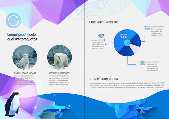 PSD 템플릿 표지디자인 북디자인 출판디자인 내지 리플렛 북커버 여러마리 그래프 팜플렛 사람없음 돌고래 펭귄 북극곰 빙하 원그래프 이미지템플릿 다수 곰 포유류 조류 수중동물 파일형식