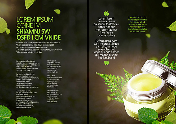 PSD 템플릿 표지디자인 북디자인 출판디자인 내지 리플렛 북커버 나뭇잎 팜플렛 사람없음 빛 뷰티 화장품 크림 로션 이미지템플릿 잎 파일형식