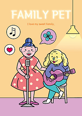 전신 한마리 여자 음표 일러스트 노래 가족 조명 함께함 의인화 한명 서기 앉기 반려동물 기타 하트 가족라이프 강아지 네잎클로버 마이크 국내일러스트 AI파일 모양 식물 동물 1 라이프스타일 기호 음악 음향기기 컨셉 관계 모션 현악기 사람 개 클로버 파일형식 벡터