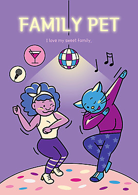 전신 한마리 여자 음표 일러스트 가족 조명 함께함 의인화 한명 반려동물 보라색 고양이 무대 춤 가족라이프 칵테일 마이크 즐거움 국내일러스트 AI파일 동물 1 라이프스타일 기호 감정 음악 컬러 음향기기 컨셉 포유류 관계 문화예술 주류 사람 파일형식 벡터