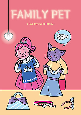 전신 한마리 옷 원피스 여자 가방 일러스트 가족 함께함 의인화 어류 한명 미소 반려동물 고양이 가족라이프 의상실 국내일러스트 AI파일 동물 1 라이프스타일 잡화 컨셉 포유류 관계 표정 사람 수중동물 파일형식 벡터