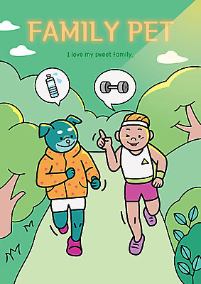 전신 나무 한마리 남자 일러스트 손가락 가족 함께함 의인화 윙크 한명 반려동물 조깅 운동 아령 가족라이프 강아지 물병 국내일러스트 AI파일 식물 동물 1 라이프스타일 손 컨셉 관계 표정 건강 사람 개 물통 파일형식 벡터