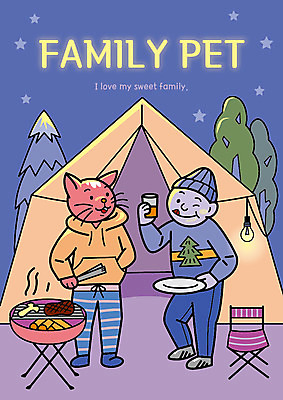 전신 나무 한마리 접시 남자 별 일러스트 가족 밤하늘 함께함 의인화 텐트 한명 미소 야외 반려동물 고양이 캠핑 소고기 가족라이프 바비큐 음료수병 국내일러스트 AI파일 자연요소 식물 동물 1 라이프스타일 식기 음식 컨셉 포유류 관계 하늘 레저 표정 캠핑도구 육류 사람 야간 병_담는 파일형식 벡터