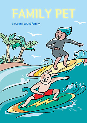 전신 한마리 남자 파도 바다 일러스트 가족 하늘 함께함 의인화 한명 반려동물 야자수 가족라이프 서핑보드 서핑 강아지 즐거움 국내일러스트 AI파일 나무 동물 1 라이프스타일 감정 컨셉 관계 사람 수상스포츠 보드_스포츠 개 파일형식 벡터