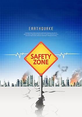 PSD 편집이미지 불 경고 안전 빌딩 사람없음 도시 균열 연기 위험 자연재해 진동 경고문 지진 이미지편집 자연요소 컨셉 모션 건물 재해 파일형식