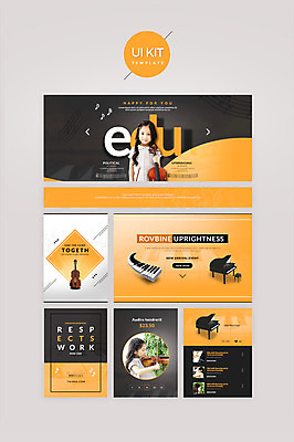 PSD 템플릿 여자 교육 어린이 악기 음악 웹템플릿 연주 음표 디자인시안 한명 소녀 상반신 홈페이지 한국인 건반 피아노 건반악기 바이올린 UI UI키트 이미지템플릿 1 기호 현악기 문화예술 사람 동양인 파일형식