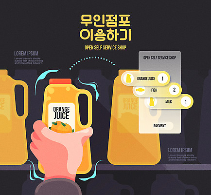 손 일러스트 신체부위 우유 잡기 오렌지주스 서비스 주문 무인 무인기계 방법 셀프 점포 무인매장 국내일러스트 AI파일 모션 유제품 사람 상점 과일주스 파일형식 벡터
