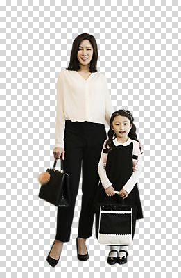 전신 편집이미지 여자 딸 어린이 가방 가족 모녀 엄마 서기 웃음 들기 사람 성인 두명 앞모습 30대 한국인 준비 등교 워킹맘 PNG 여자만 편집소스 잡화 뷰포인트 관계 모션 표정 동양인 장년 비즈니스우먼 등하교 파일형식