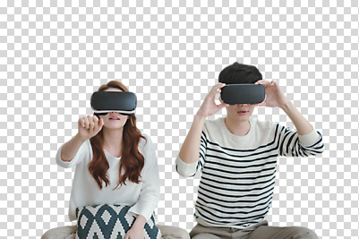 편집이미지 여자 남자 가족 신혼부부 남편 사람 앉기 상반신 20대 성인 두명 앞모습 30대 만지기 한국인 아내 즐거움 PNG 가상현실 성인만 오큘러스 편집소스 VR기기 부부 감정 뷰포인트 관계 모션 동양인 청년 장년 기계 신혼 파일형식