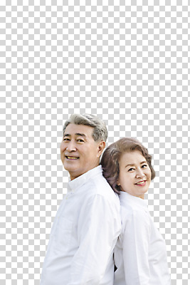 편집이미지 부부 여자 노년 남자 가족 서기 미소 사람 상반신 두명 옆모습 노부부 한국인 등맞대기 60대 PNG 노인만 편집소스 커플 뷰포인트 관계 모션 표정 동양인 성인 성인만 파일형식