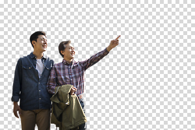 편집이미지 노년 남자 아들 여행 가족 서기 웃음 사람 상반신 성인 두명 앞모습 30대 한국인 가리킴 아빠 60대 PNG 부자지간 성인남자만 편집소스 뷰포인트 관계 모션 표정 동양인 손짓 장년 남자만 성인만 파일형식