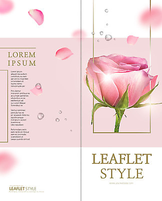 PSD 템플릿 표지디자인 북디자인 출판디자인 표지 꽃잎 리플렛 분홍색 2단접지 북커버 팜플렛 사람없음 장미 물방울 이미지템플릿 꽃 컬러 파일형식